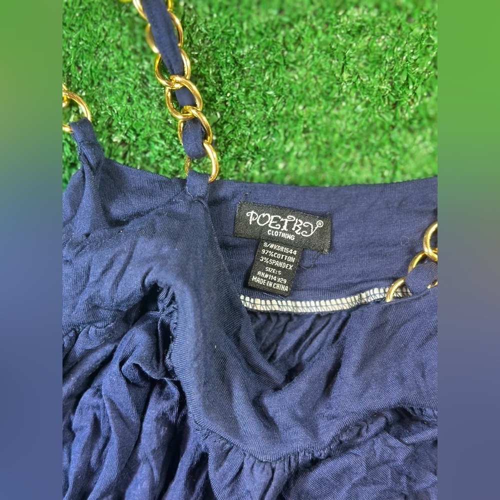 Poetry Y2K Navy Top/Dress with Gold Chain Accents - Picture 3 of 5